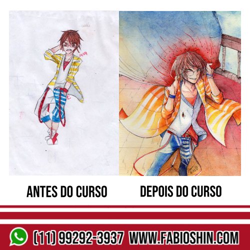 Antes e depois de aluno — Escola de Mangá Japan Sunset